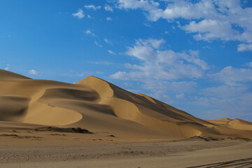 Sandwich harbour dunes, morning, sunrise landscape.. Walvis Bay Namibia Africa.