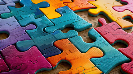 Colorful jigsaw puzzle backdrop, AI generative