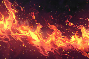 red smoke, red fire, hot, dark black background, vector, 3d rendering