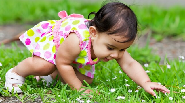 A little girl lies with a smile in a flower field, surrounded by daisies and other flowers.
Concept: joy, childhood, nature, fun, carefree. ticks in nature