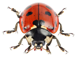 Fototapeta premium Beautiful red ladybug, isolated on transparent background. 