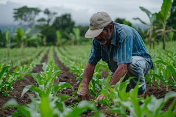 Fototapeta premium Sustainable Farming Methods: Organic and GMO Crops for Balanced Agriculture