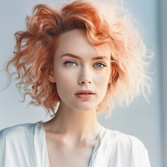 Fototapeta premium Portrait of woman with colored dyed hair