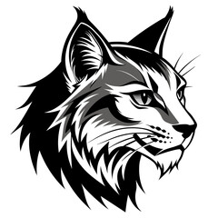 Bobcat head side view vector silhouette  vector  illustration 