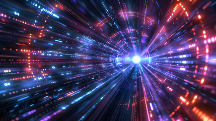 Fototapeta premium Wallpaper or background of digital data and flow of information, representing big technology or digital transformation concept, global cyber network connection