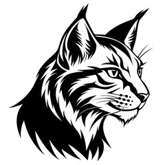 Bobcat head side view vector silhouette  vector  illustration 