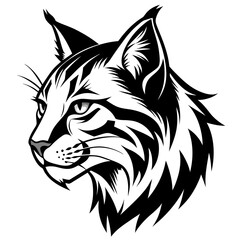Bobcat head side view vector silhouette  vector  illustration 