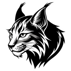 Bobcat head side view vector silhouette  vector  illustration 
