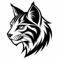 Bobcat head side view vector silhouette  vector  illustration 