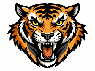 Tiger head with its jaw open vector illustration