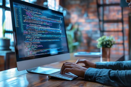 Close-up of code on a computer screen - Powered by Adobe