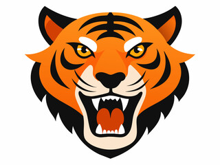 Tiger head with its jaw open vector illustration