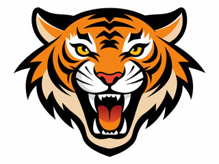 Tiger head with its jaw open vector illustration