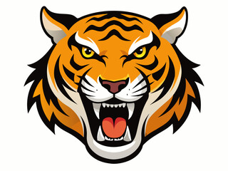 Tiger head with its jaw open vector illustration