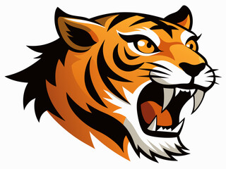 Tiger head with its jaw open vector illustration