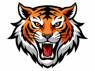 Tiger head with its jaw open vector illustration