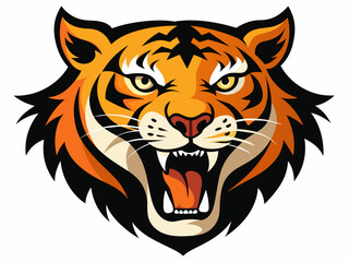 Tiger head with its jaw open vector illustration