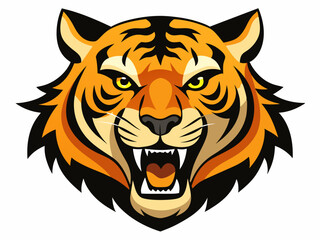 Tiger head with its jaw open vector illustration
