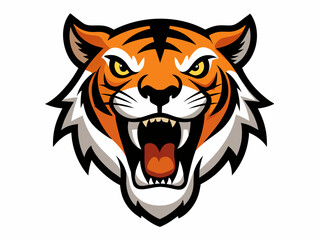 Tiger head with its jaw open vector illustration