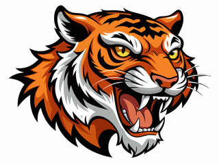 Fototapeta premium Tiger head with its jaw open vector illustration