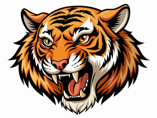 Tiger head with its jaw open vector illustration