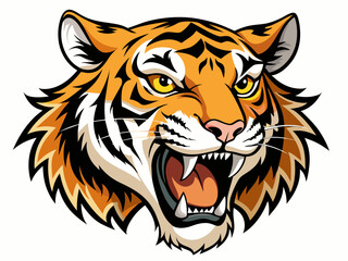 Tiger head with its jaw open vector illustration