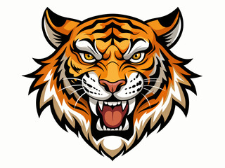 Tiger head with its jaw open vector illustration