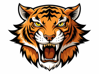 Tiger head with its jaw open vector illustration