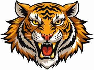 Tiger head with its jaw open vector illustration