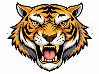 Tiger head with its jaw open vector illustration