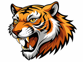 Tiger head with its jaw open vector illustration