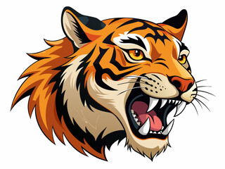 Tiger head with its jaw open vector illustration