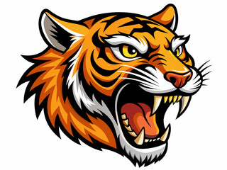 Tiger head with its jaw open vector illustration