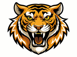 Tiger head with its jaw open vector illustration