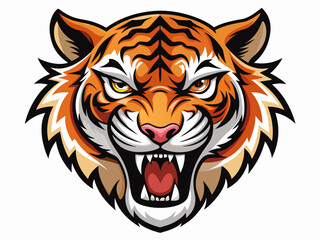 Tiger head with its jaw open vector illustration