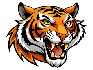 Obraz premium Tiger head with its jaw open vector illustration