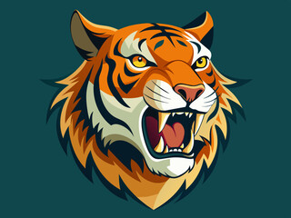 Tiger head with its jaw open vector illustration