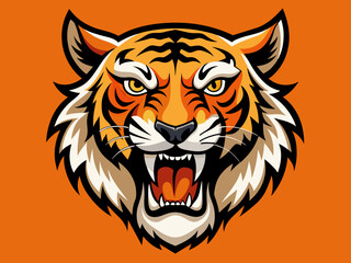 Tiger head with its jaw open vector illustration