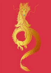 A chinese golden dragon