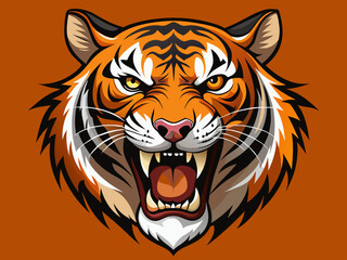 Tiger head with its jaw open vector illustration