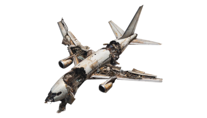 Damaged old plane  isolated on transparent or white background