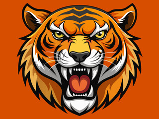 Tiger head with its jaw open vector illustration