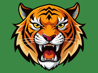 Tiger head with its jaw open vector illustration