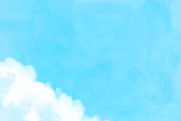 Blue sky with white clouds watercolor