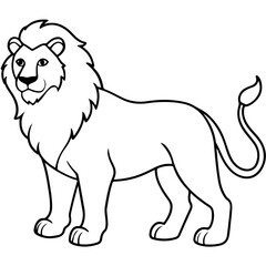 Obraz premium lion cartoon outline line art coloring page illustration, isoalted on transparent background