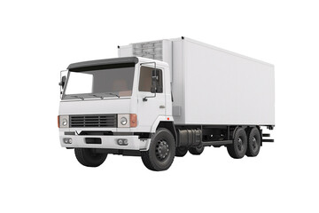 a white truck with a large box