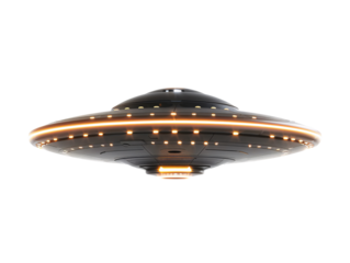 a ufo with orange lights