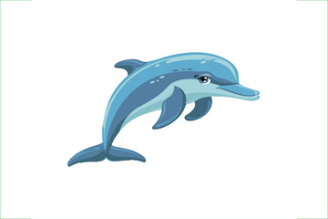 Fototapeta premium the Dolphin isolated on a white background, Flat style cartoon vector illustration. Dolphin icon. Dolphin, Cute Jumping Dolphin Cartoon Character. 