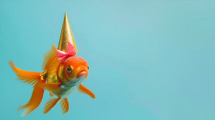 Creative animal concept Goldfish fish in party