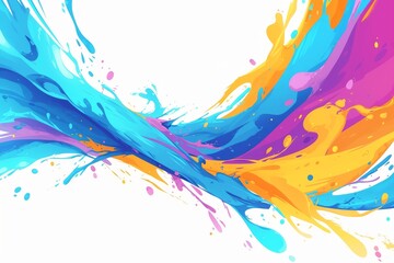 Fototapeta premium A vibrant burst of colors, reminiscent of India's Holi festival, transforms a white surface into a canvas of joy